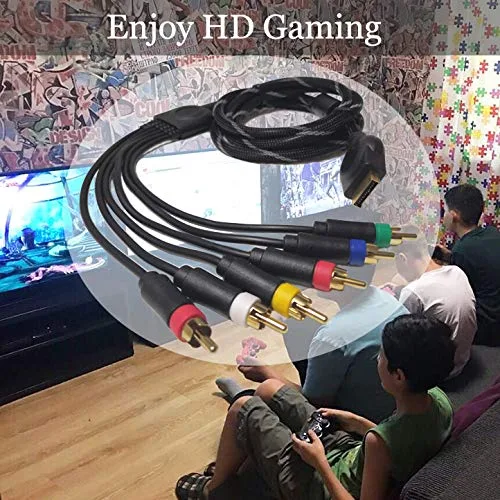 Vista 7 de Bealuffe Cable de audio y video componente para PS2, PS3, PS3, delgado, HD Multi Out, RCA de audio y vídeo para Sony Playstation PS3 (6 pies)