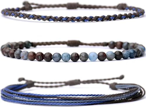 Vista 24 de Pulsera curativa hecha a mano con cuentas de piedra natural, regalo para hombres, pulsera de cuerda ajustable