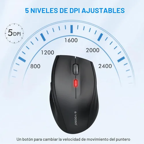 Vista 4 de E-YOOSO - Ratón inalámbrico Bluetooth para portátil, ratón óptico portátil para computadora, 6 botones, inalámbrico 2.4GHz con receptor USB, 4800