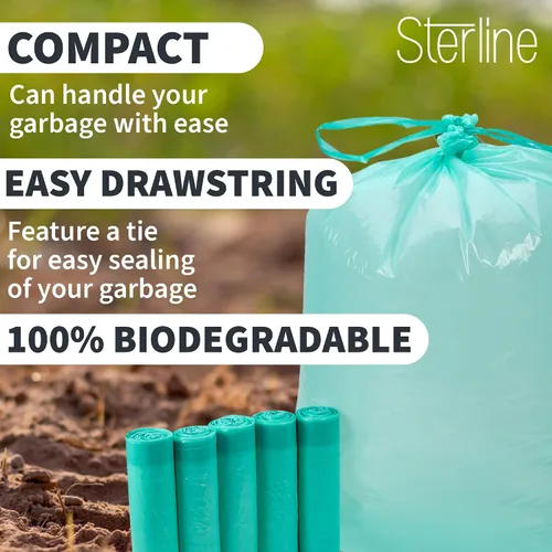 Vista 4 de Bolsas de basura biodegradables Code R L 2-4.7 galones (10-18L) Bolsas de basura compatibles con Simplehuman Código L R resistente, paquete de 50