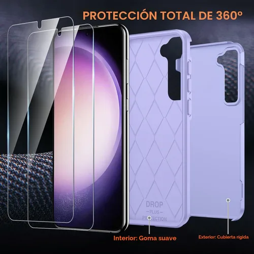Vista 6 de SPIDERCASE Funda diseñada para Samsung Galaxy S23, [protección contra caídas de grado militar de 10 pies], paquete de 2