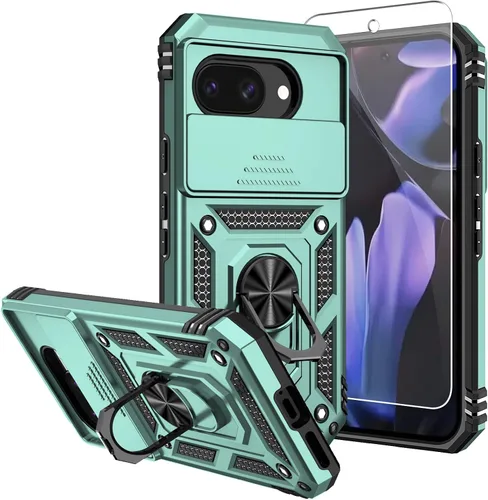 Vista 10 de Funda para Pixel 7a, con protectores de pantalla y funda para cámara, [grado militar] de 16 pies. Funda protectora probada contra caídas con soporte