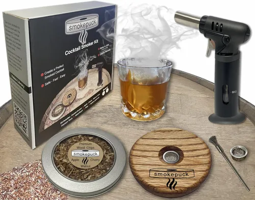 Vista 10 de Kit de ahumador de cóctel - Fabricado en Estados Unidos - Garantía de por vida - Manzana+Cereza+Chips de madera de nogal - Crea ahumado a la antigua
