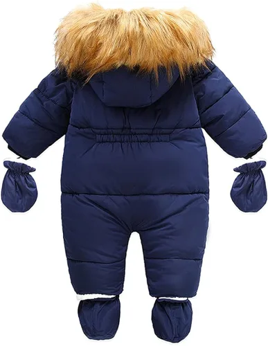 Vista 2 de Traje de nieve de invierno para bebé, abrigo cálido con cremallera y zapatos con guantes