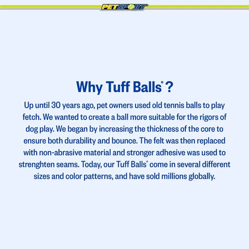 Vista 3 de PetSport Jr. Happy Birthday Tuff Ball - Juguetes para perros Paquete de 4 pelotas de tenis pequeñas (1.8 pulgadas) seguras para mascotas y goma