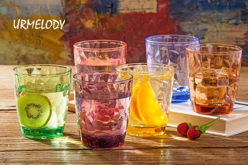 Vista 3 de Vasos festivos de acrílico de color para restaurante, resistentes a golpes, vasos para tomar jugo, vasos para vino irrompibles, vasos de plástico 4