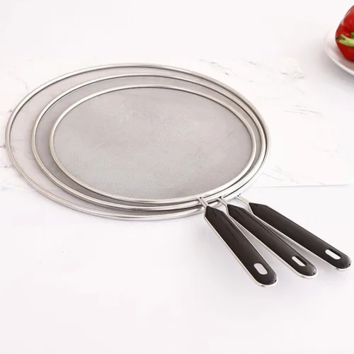Vista 4 de Splatter Screen with Handle 3pcs Stainless Steel for Kitchen Cooking