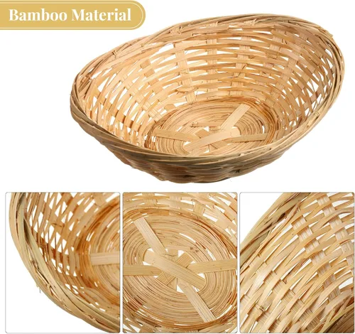 Vista 7 de Yulejo 8 cestas vacías para regalos, cesta tejida de 9 x 7 x 3 pulgadas con 12 lazos coloridos y 12 bolsas de regalo, alimentos, frutas, verduras
