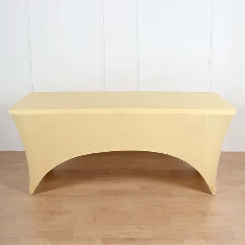 Vista 61 de Efavormart - Mantel rectangular de elastano elástico beige de 4 pies
