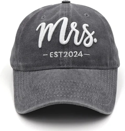 Vista 4 de Mr and Mrs Gifts 2024 Sombreros para hombres y mujeres, regalos de boda para recién casados, sombrero bordado 3D ajustable para parejas
