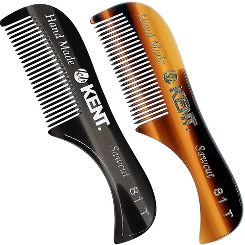 Vista 11 de Kent Un peine de bolsillo para bigote de barba de grafito 81T para hombre, bolsillo dentado fino para aseo y peinado del vello facial. Hecho a mano