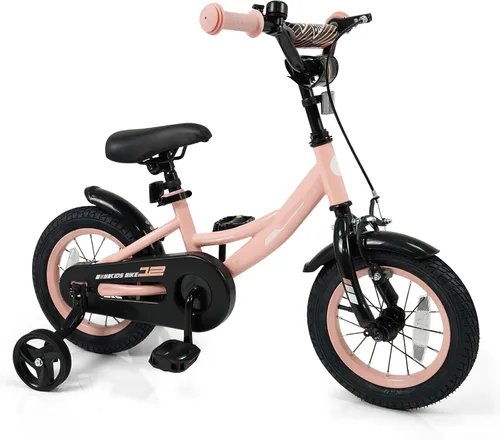 Vista 19 de BABY JOY Bicicleta para niños, bicicleta deportiva de 12 a 18 pulgadas con ruedas de entrenamiento extraíbles, asiento y manubrio ajustables, freno