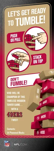 Vista 3 de MasterPieces Día del juego - NFL San Francisco 49ers - Torre de caída con licencia oficial, bloques de madera real