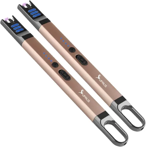 Vista 11 de SUPRUS Encendedor eléctrico de arco para velas, resistente al viento, sin llama, recargable por USB, con luz LED, para velas, camping, barbacoa