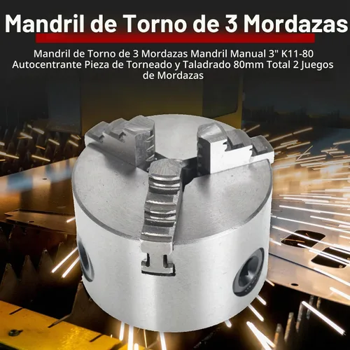 Vista 2 de 3 Mandíbula Torno Chuck Manual 3 "K11-80 Torno autocentrante Parte de perforación 3.150 in Total 2 Juego de mordazas