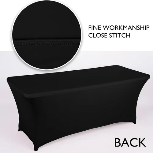 Vista 7 de Jeloris Mantel rectangular de elastano con parte trasera abierta (5 pies, negro) ajustado, lavable, sin arrugas, elástico y elástico para mesa