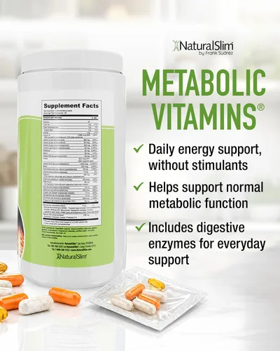 Vista 2 de NaturalSlim Vitaminas metabólicas, multivitamínico para mujeres y hombres, apoya la energía, el metabolismo y la absorción de nutrientes con enzimas