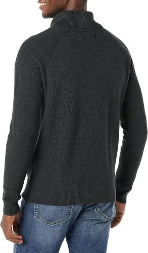 Vista 2 de Tienda Essentials Suéter de cuello alto de punto acanalado 100% algodón para hombre
