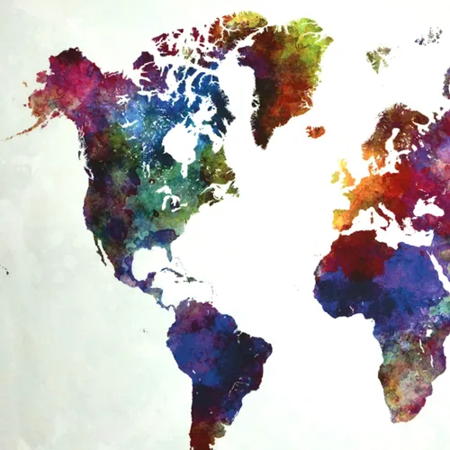 Vista 8 de Ameyahud Tapiz de mapamundi de acuarela, tapiz educativo de geografía, pintura colorida, tapiz del mundo nacional, decoración para colgar