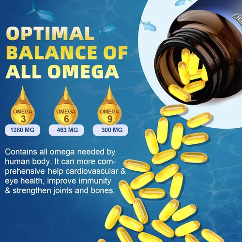 Vista 4 de DRFOSTER Triple Omega 3-6-9 Aceite de pescado 2000 mg con vitamina E, 120