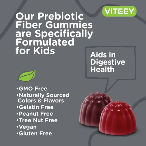Vista 5 de Viteey Fibra prebiótica para niños para aliviar el estreñimiento, apoyo a la regularidad de la salud digestiva, soporte natural de peso, fibra