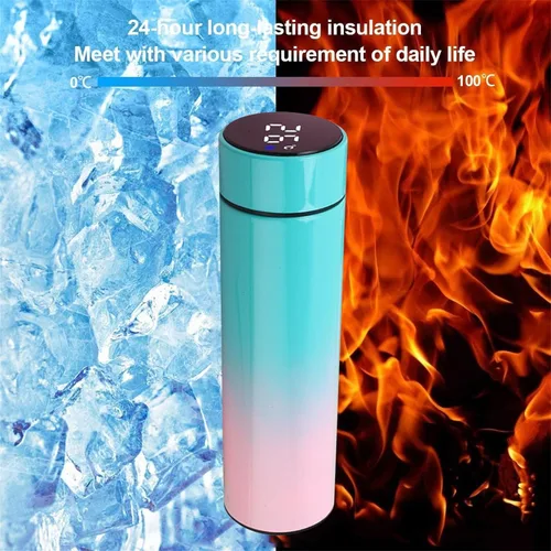 Vista 5 de Botella de agua de acero inoxidable 304 con aislamiento inteligente con pantalla de temperatura, botellas de agua de viaje, botellas aisladas