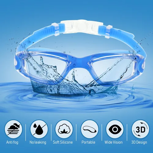 Vista 8 de Konohan Paquete de 10 gafas de natación a granel para niños y adultos, gafas de piscina antivaho de silicona sin fugas, gafas de natación