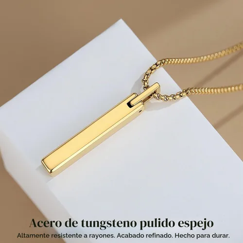 Vista 3 de COAI Collar de barra de acero de tungsteno para hombres y mujeres, chapado en oro de 18 quilates, collar con colgante de color plateado para hombres