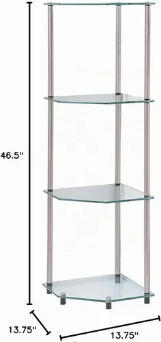 Vista 3 de Convenience Concepts - Estante de esquina de vidrio de 4 niveles Go-Accsense, Acero, Vidrio transparente