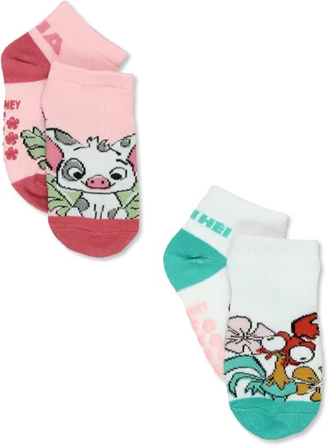 Vista 6 de Disney Princess Moana - Paquete de 6 calcetines estilo cuarto con pinzas para niñas pequeñas