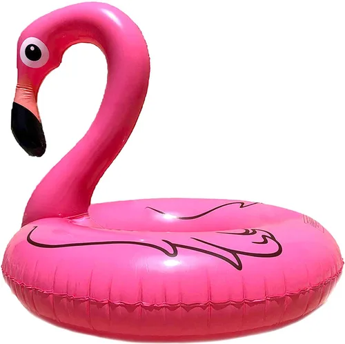 Vista 8 de GiftExpress Flotador inflable de flamenco de 48 pulgadas, juguetes de fiesta de natación, divertidos flotadores de playa, tumbona Lilo de verano