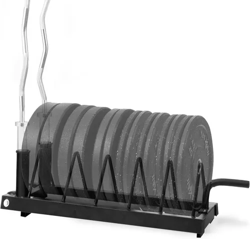 Vista 11 de Yes4All 6 clavijas y 4 estantes de almacenamiento de pesas que cargan hasta 1190 libras – soporte para árbol de pesas y barra montado en la pared