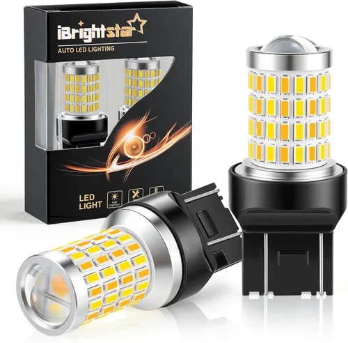Vista 9 de iBrightstar Bombillas LED Super Bright 1157 2057 2357 7528 BAY15D P21/5W Switchback con proyector de repuesto para luces de circulación diurna/DRL
