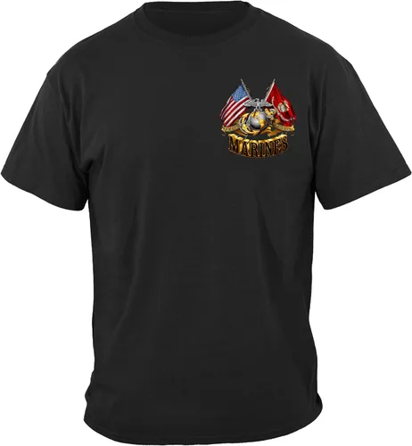 Vista 2 de Camiseta del Cuerpo de Marines de la Marina con doble bandera con globo dorado MM2153