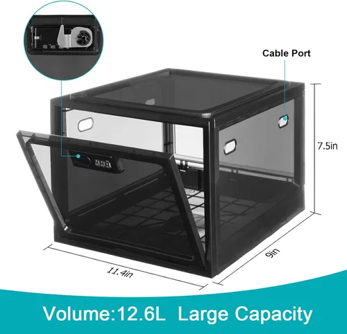 Vista 3 de Lalifebuss Cajas de cerradura de combinación para artículos personales, caja de almacenamiento con cerradura para casillero