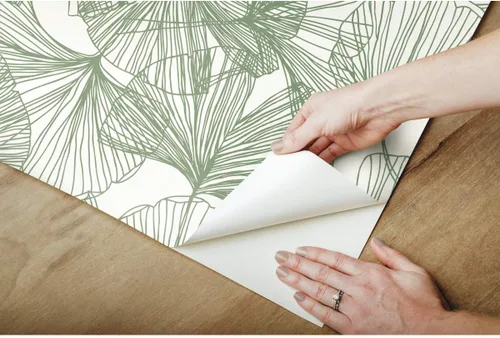 Vista 5 de RoomMates - Papel tapiz para despegar y pegar con hojas de gingko verdes