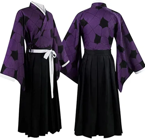 Vista 7 de Kokushibou - Traje de kimono para cosplay, disfraz de Kokushibu, uniforme, peluca, bata para Halloween