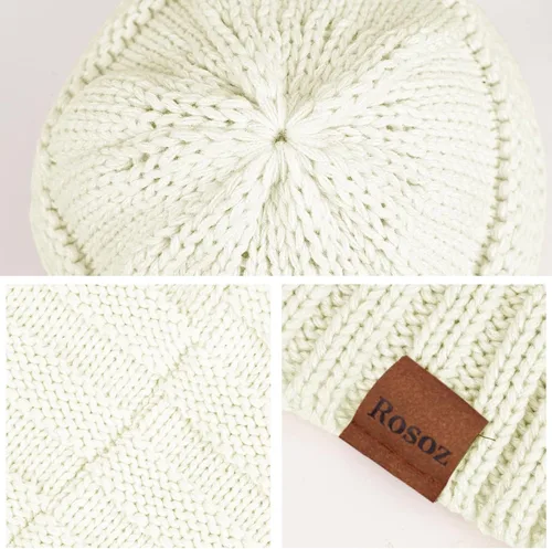 Vista 4 de Rosoz Gorros de invierno para mujer para mujer, gorros de punto cálidos para mujer, gruesos para clima frío