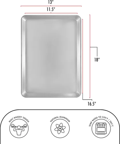 Vista 4 de Fat Daddio's - Bandeja para hornear de media hoja de aluminio natural SP-HALF