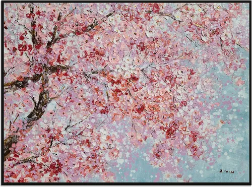 Vista 11 de Yihui Arts - Pintura al óleo de árbol azul pintado a mano en lienzo, paisaje moderno abstracto, obra de arte para pared, decoración para sala