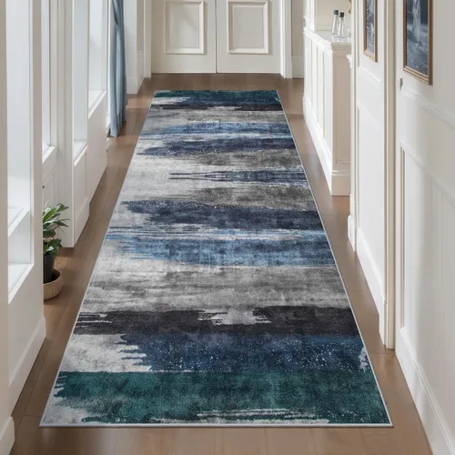 Vista 22 de Ciicool Alfombra moderna abstracta de 2 x 3 pulgadas, lavable, pequeña, antideslizante, de pelo bajo, alfombra de entrada plegable para cocina