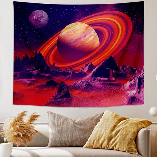 Vista 2 de PSYHILAR Póster de luz negra para adultos y adolescentes, espacio exterior, galaxia, planeta, UV, tapiz para colgar en la pared (40 x 30 pulgadas)