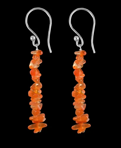 Vista 2 de Pendientes colgantes de piedra rodada de cornalina natural para mujeres y niñas, aretes de gancho de gota de cristal colorido y curativo de chakras