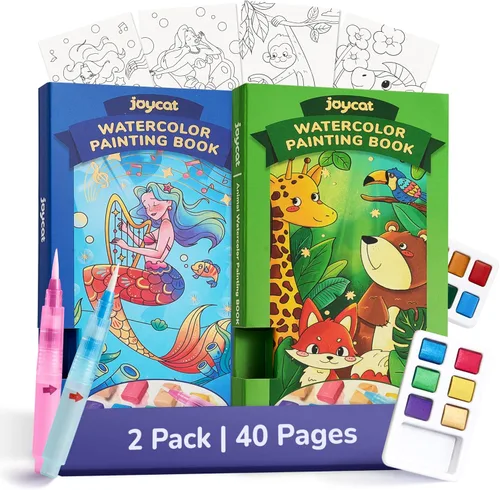 Vista 12 de JoyCat Paquete de 2 libros de pintura de bolsillo con agua para colorear para niños, juego de juguetes de actividades de arte y manualidades, kit