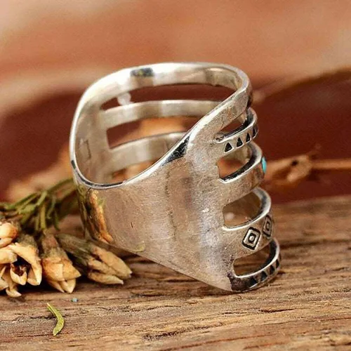 Vista 4 de PULABO - Anillo de plata para mujer, hecho a mano, tallado, joyería de regalo, conveniente