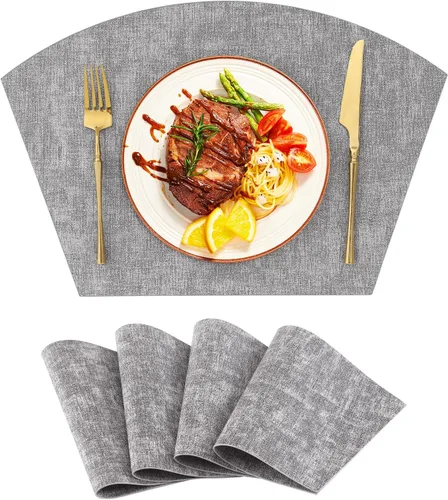 Vista 49 de Homaxy Juego de 4 manteles individuales de piel sintética resistentes al calor para mesa de comedor, impermeables, lavables, lavables, manteles