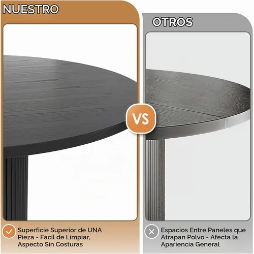 Vista 7 de Mesa de comedor redonda, 35 pulgadas, mesa de cocina moderna de granja Negro
