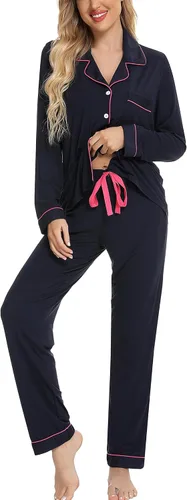 Vista 8 de Leikar Button Up Pajamas For Women Long Sleeve Viscose Soft Pjs Lounge bean paste