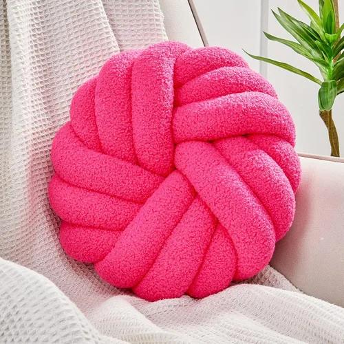 Vista 11 de Uvvyui - Almohadas de nudo, cojines decorativos de 14 pulgadas, almohadas redondas, cojín para sofá, almohada de bola anudada suave hecha a mano