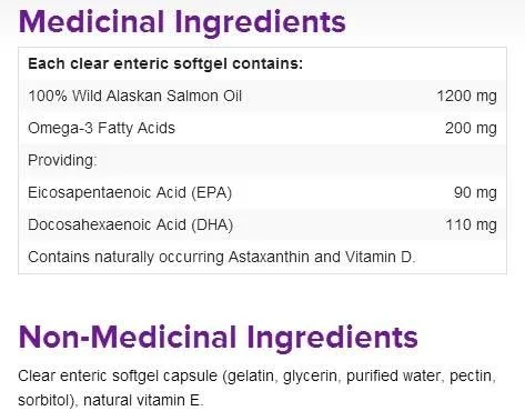 Vista 2 de Webber Naturals Aceite de salmón salvaje de Alaska, 200 mg de EPA/DHA, 220 cápsulas blandas entéricas transparentes